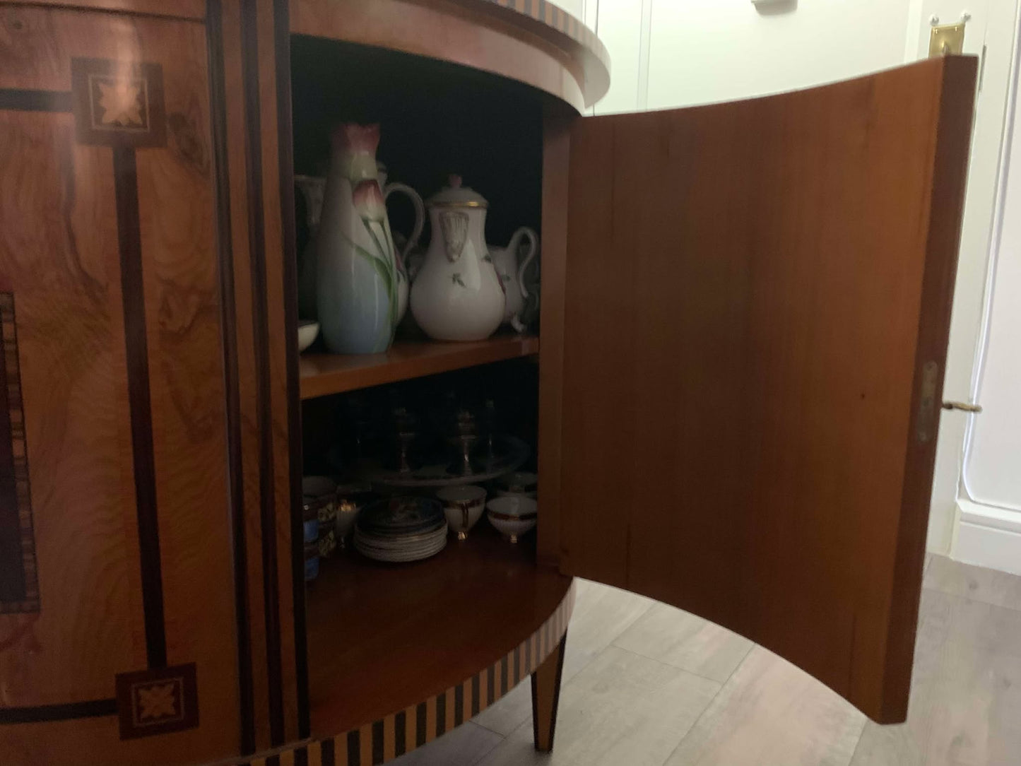 Pair of Stunning Antique Italian Demi Lune Sideboard Cupboards