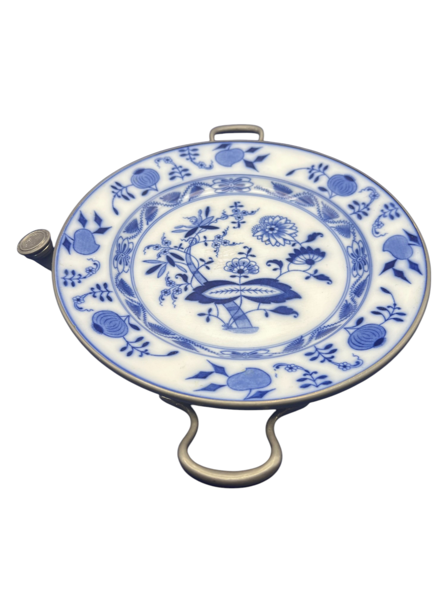 Meissen Porcelain "Blue Onion" Warming Plate w/ Water Reservoir