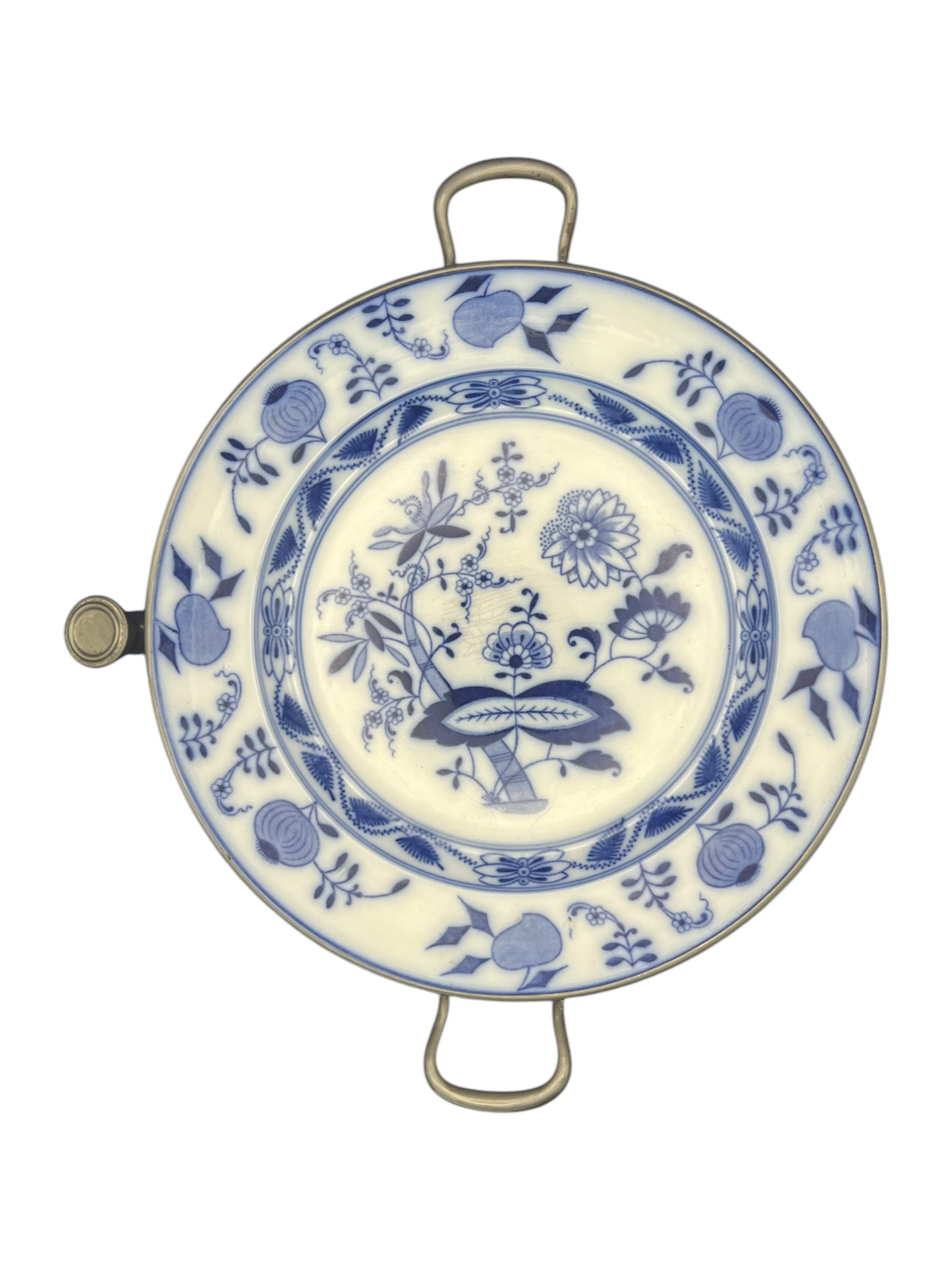 Meissen Porcelain "Blue Onion" Warming Plate w/ Water Reservoir