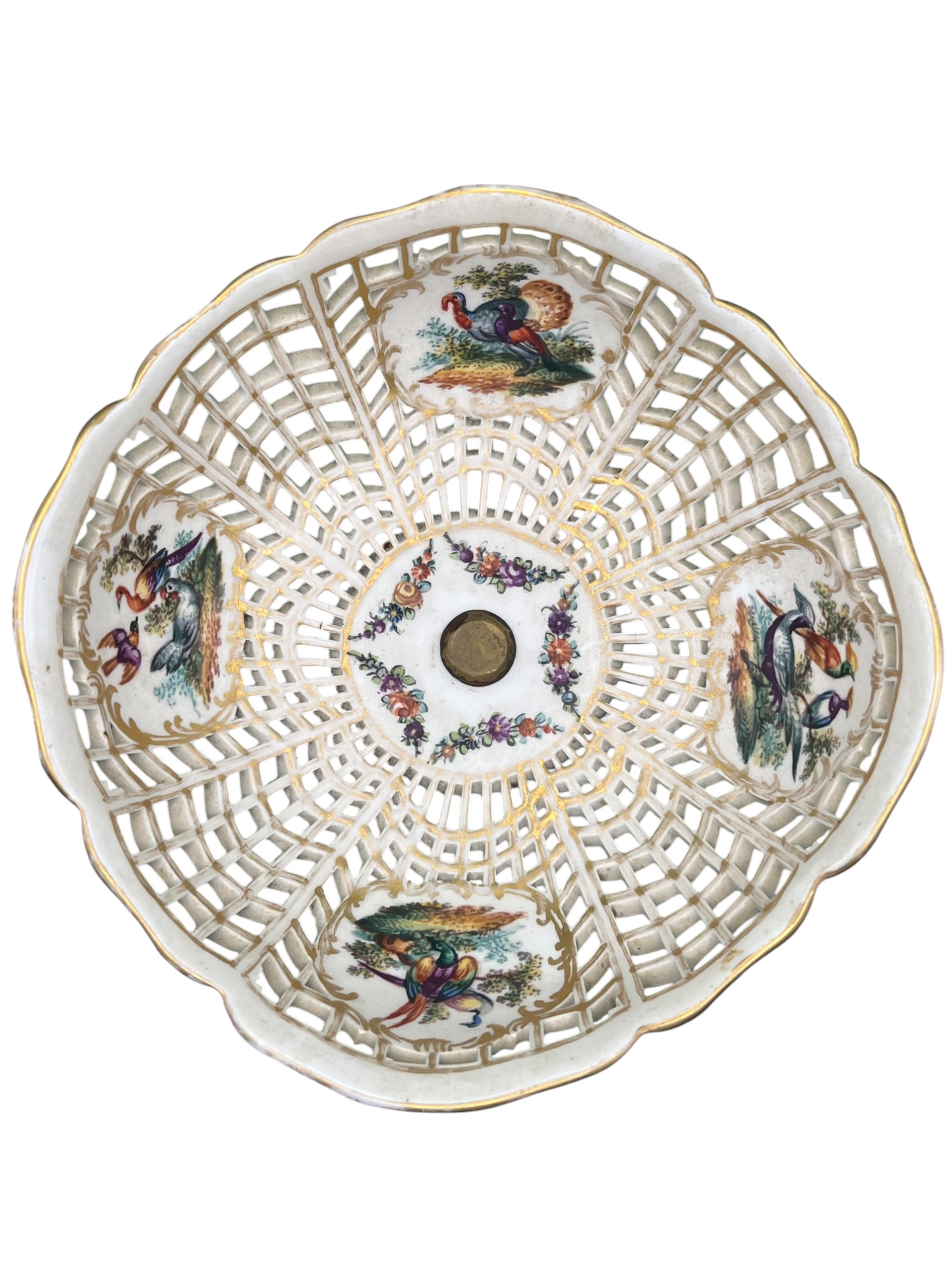 Meissen Porcelain Openwork Footed Fruit Dish