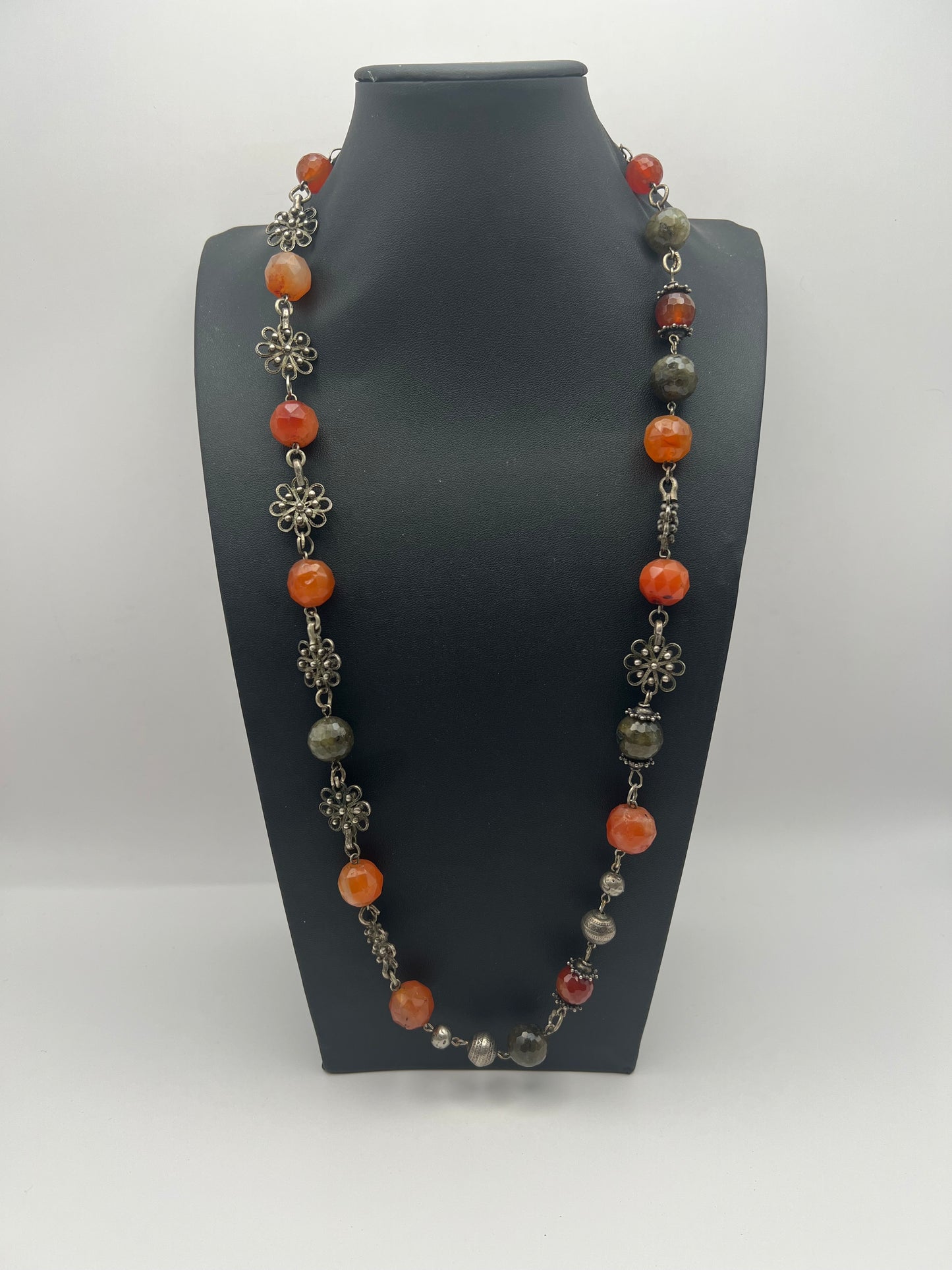 Vintage Handmade Carnelian & Silver Necklace
