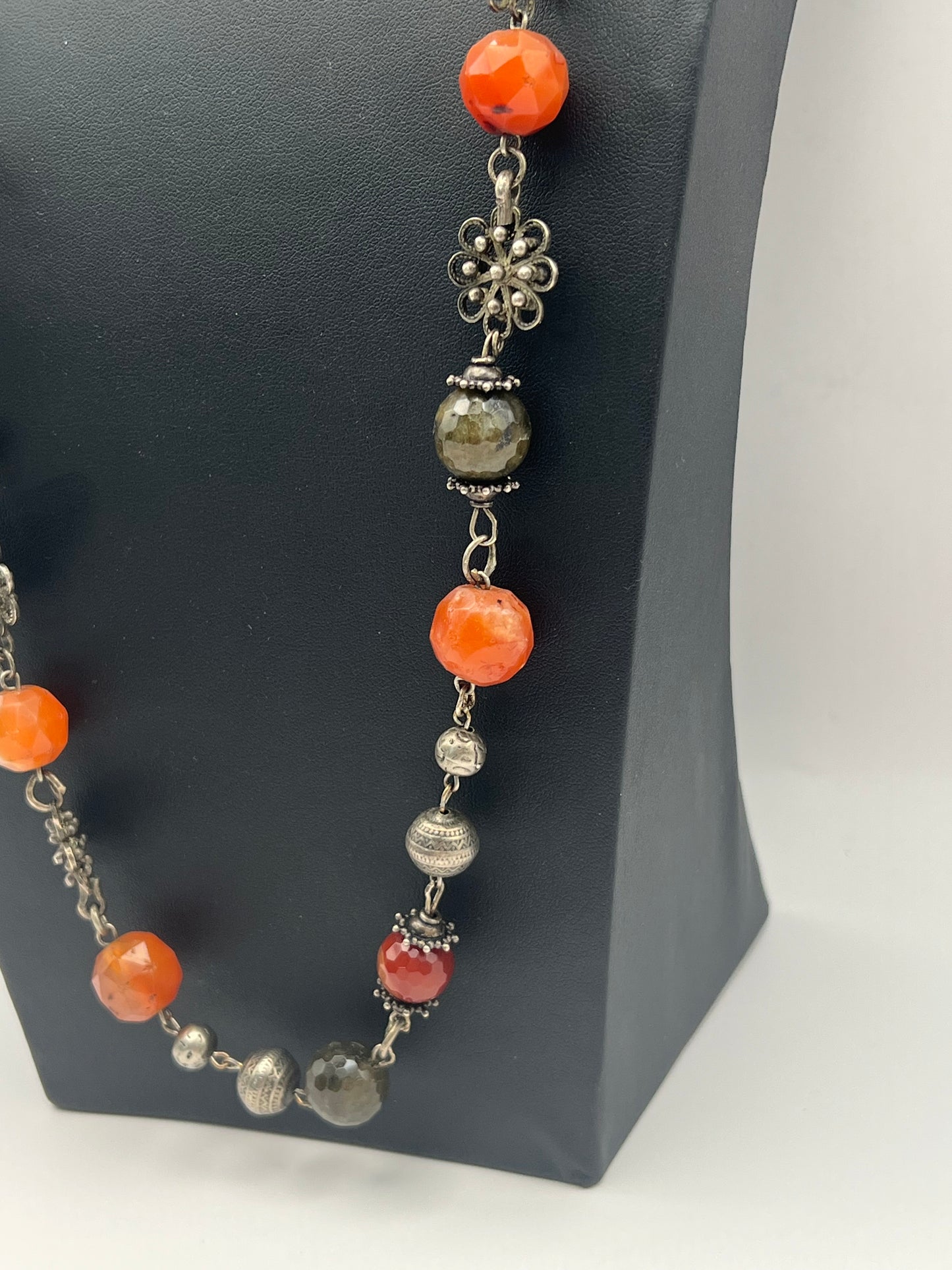 Vintage Handmade Carnelian & Silver Necklace
