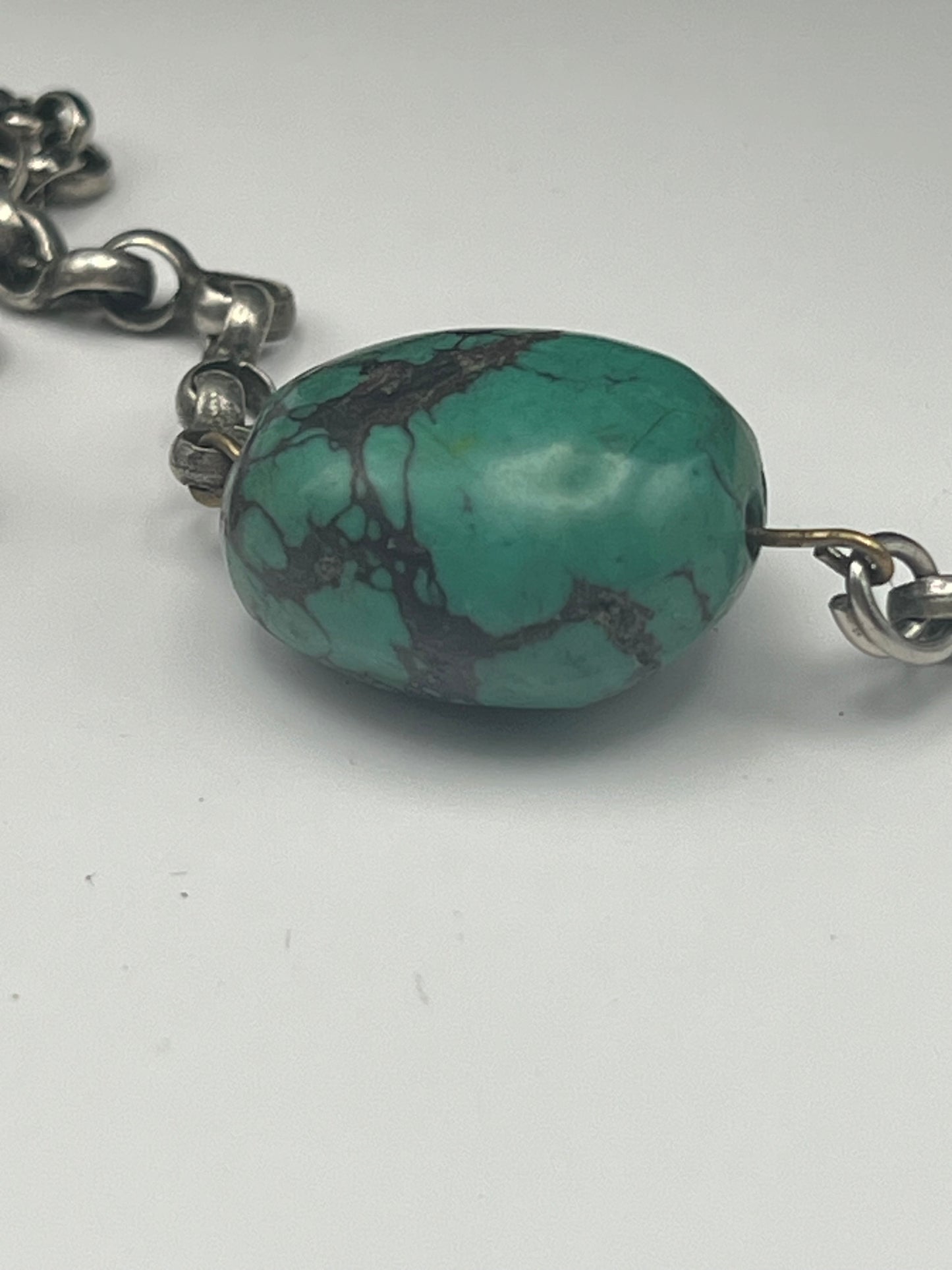 Vintage Silver Carnelian & Turquoise Necklace