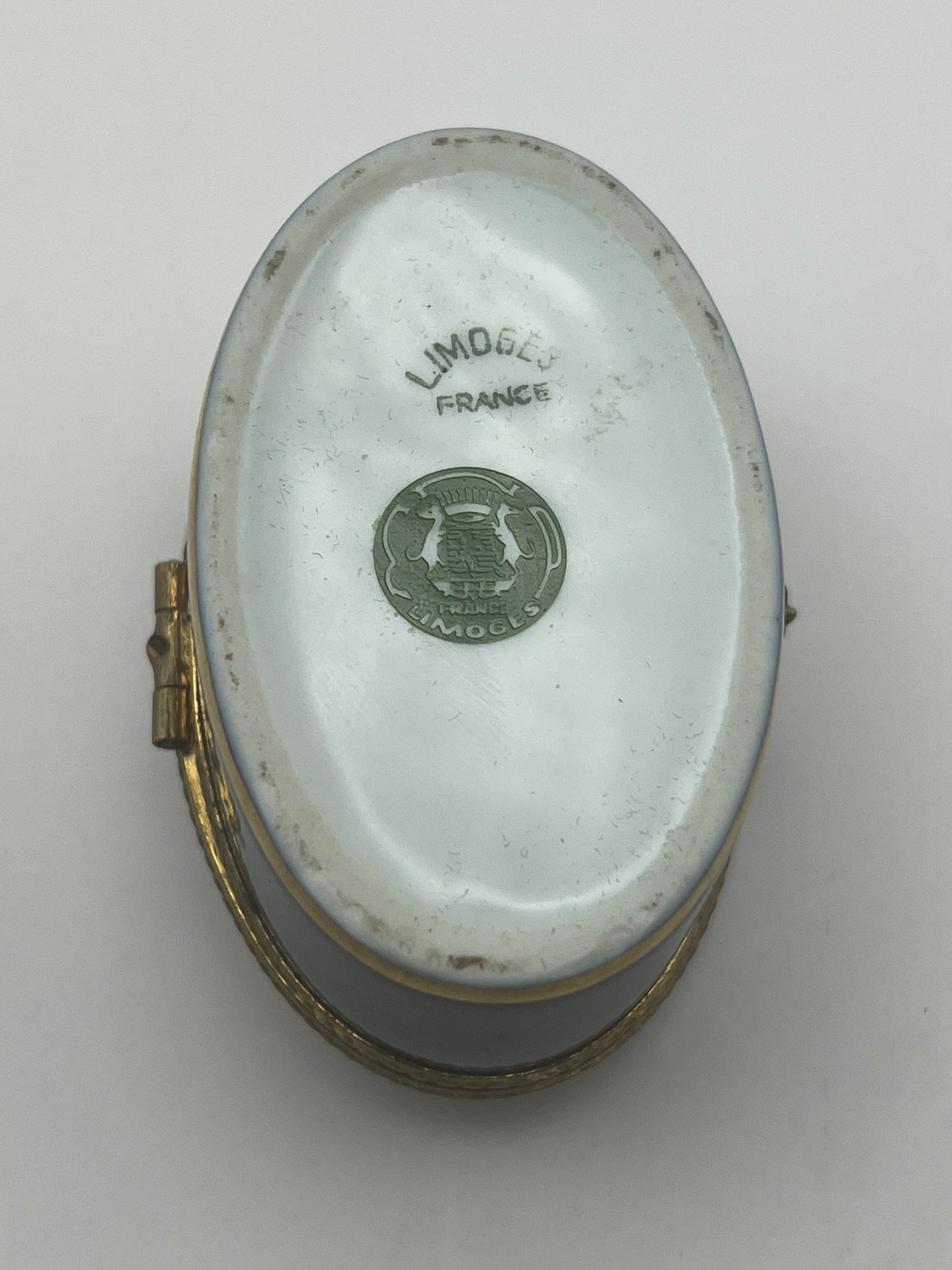 Limoges Cobalt Blue & Gold Oval Trinket Box