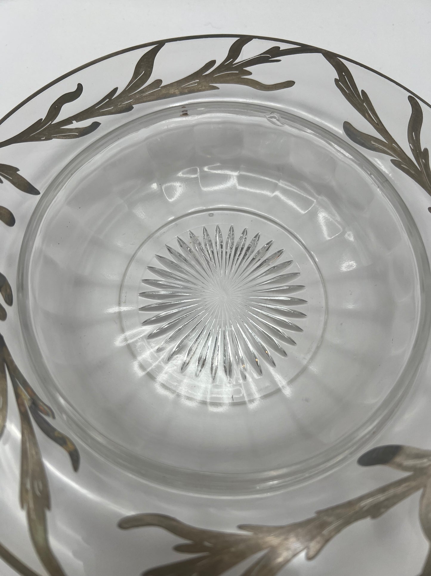 Silver Overlay Crystal Candy Bowl