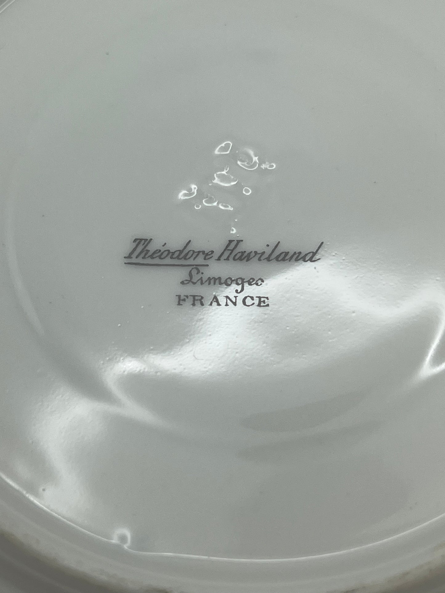 Limoges Porcelain Blue Cobalt Set of Three Small Soup Bowls w/ Handles & Six Small Dinner Plates