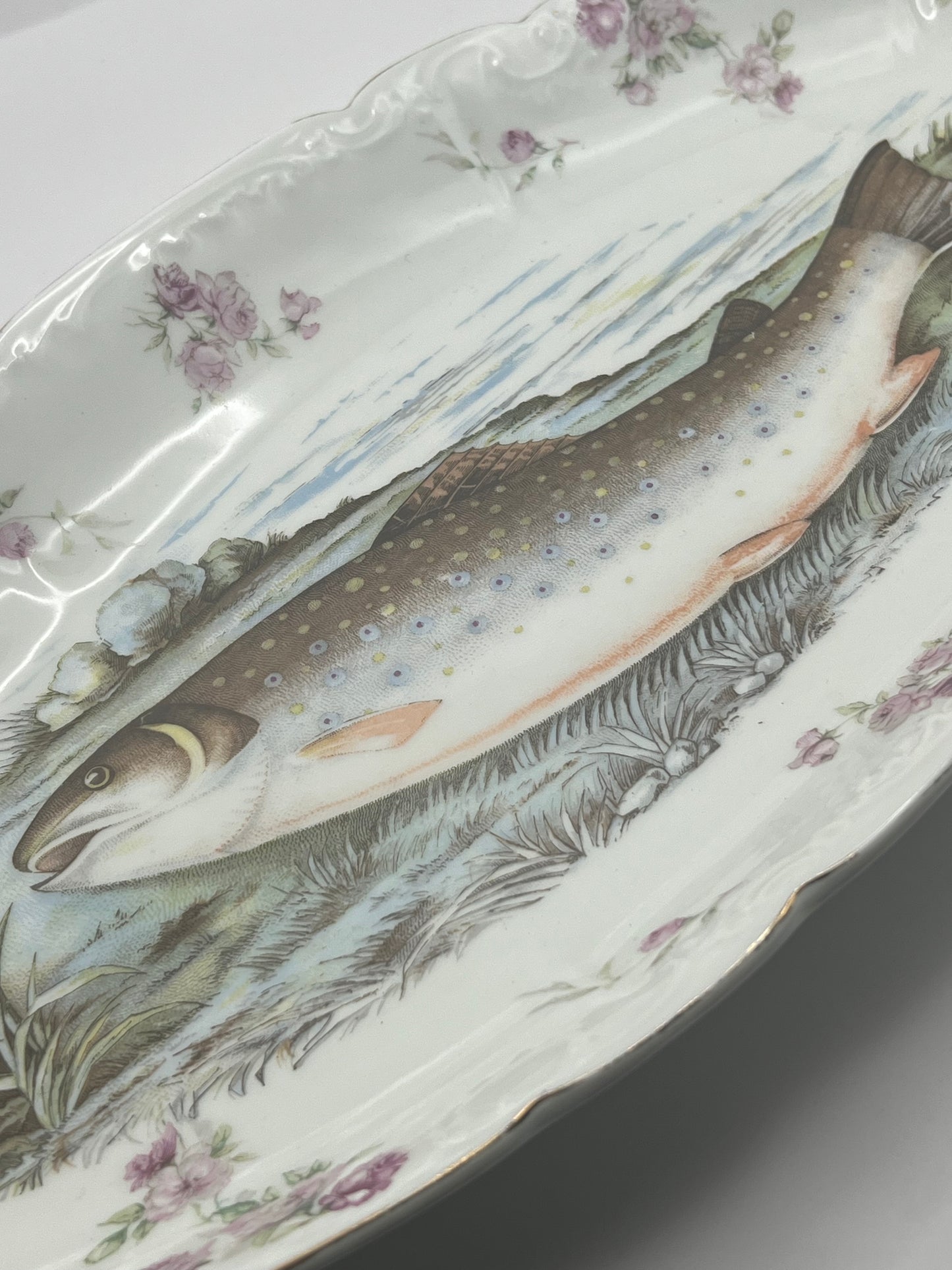 Royal Austria Porcelain Pink Salmon Fish Platter