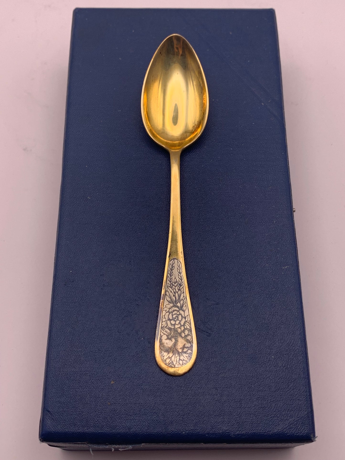 Gilded Sterling Silver Dessert Spoons, Set of 6