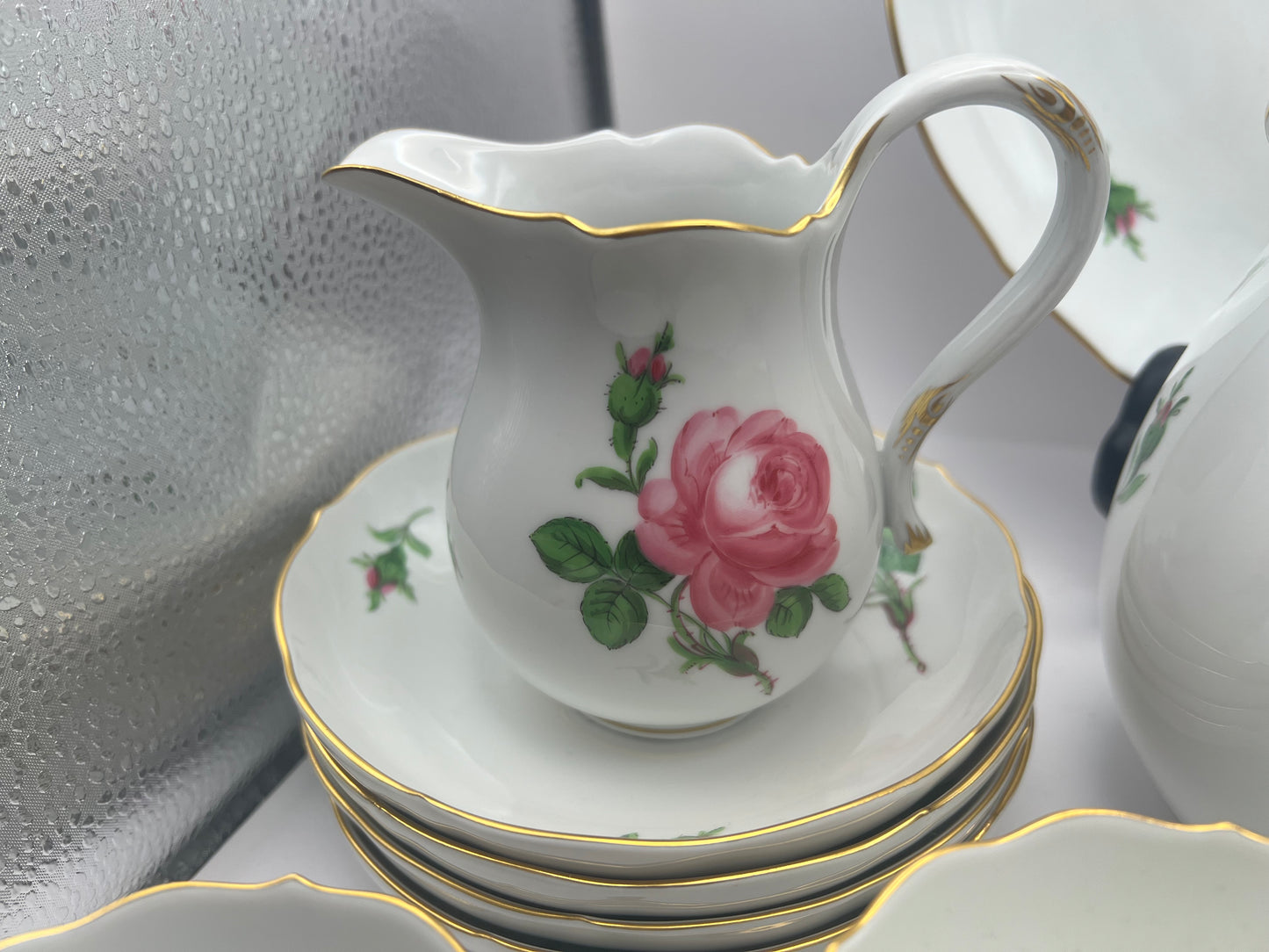 Meissen Porcelain Pink Rose Tea Set