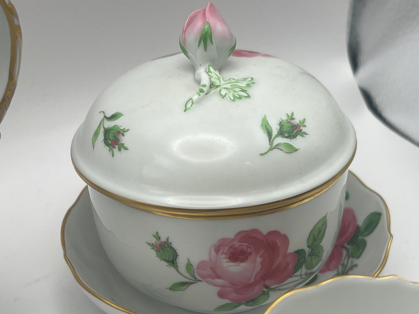 Meissen Porcelain "Pink Rose" Coffee Set