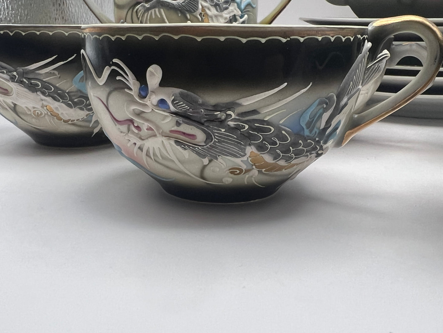 Geisha Girl "Dragonware" Moriage Tea Set