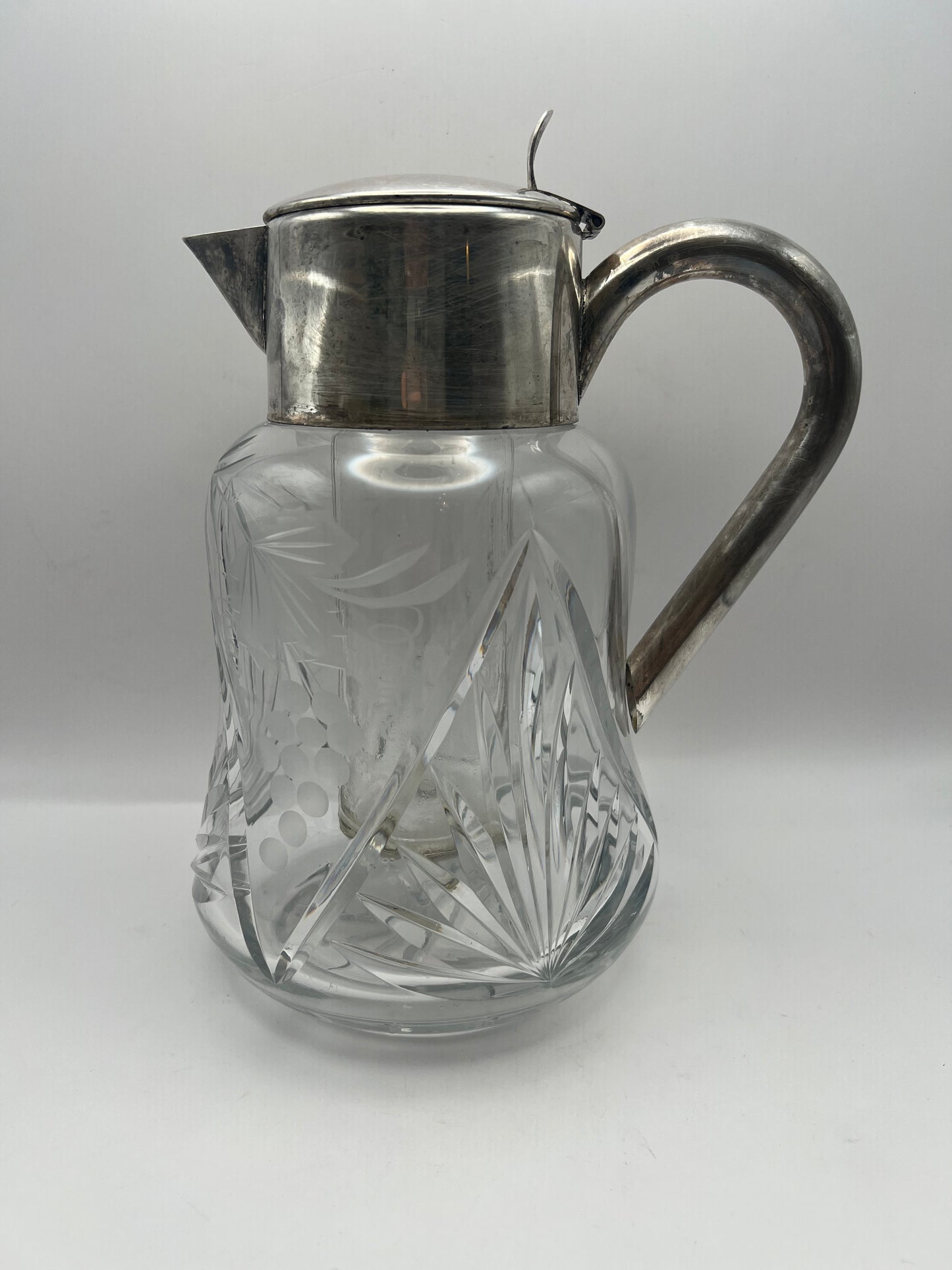 Large Crystal Serving Pitcher W/ Ice Insert