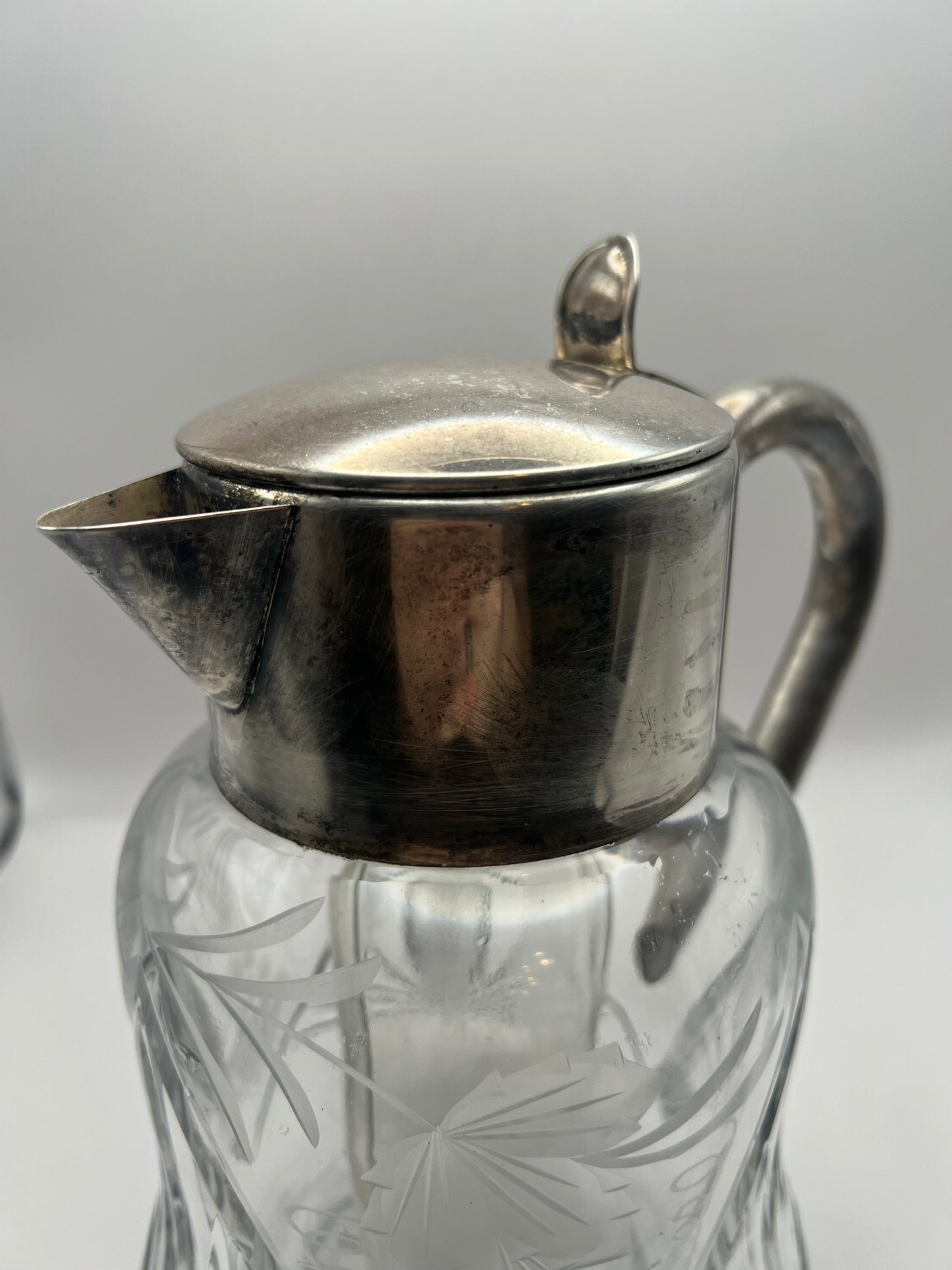 Large Crystal Serving Pitcher W/ Ice Insert