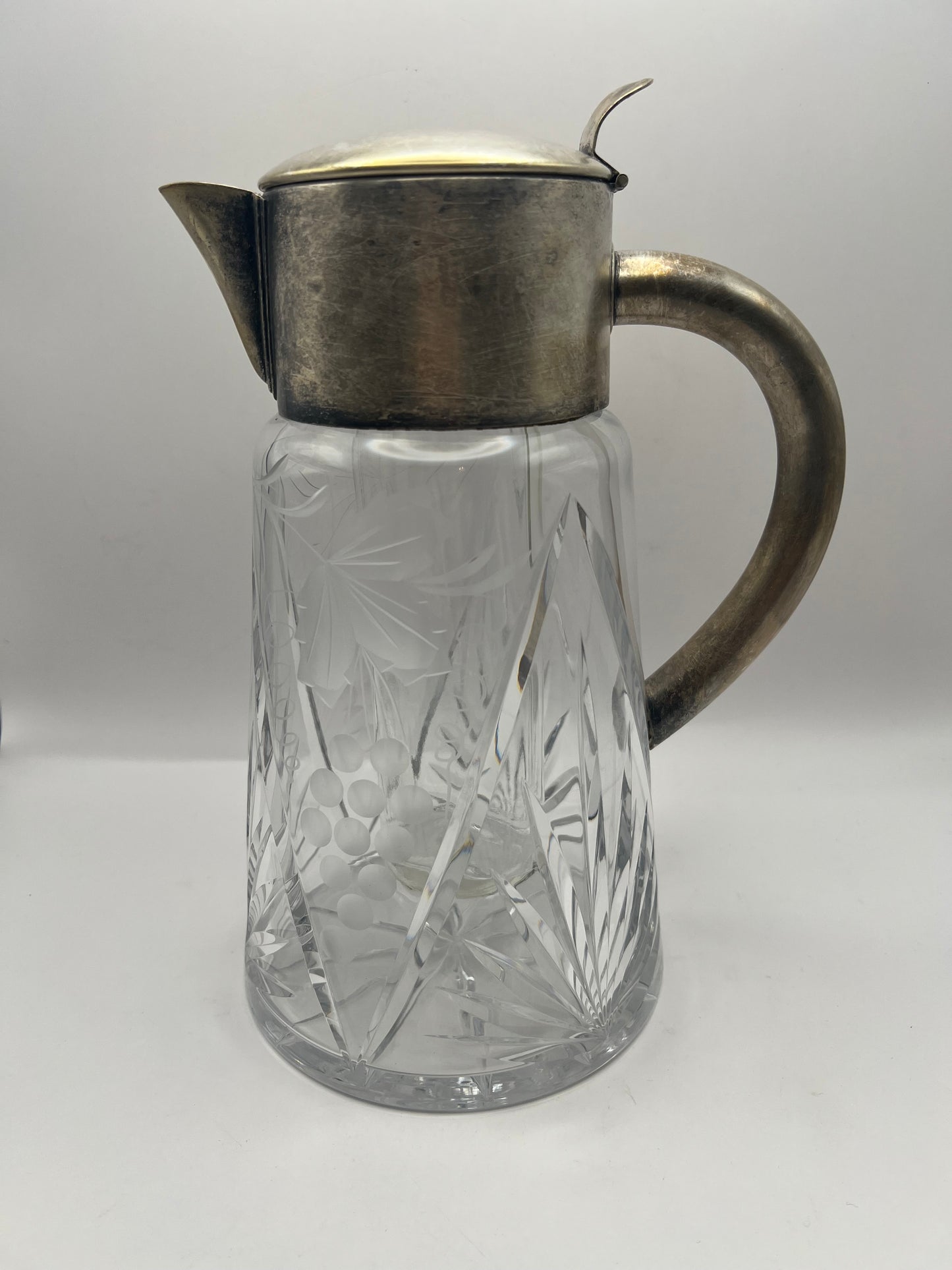 Tall Crystal Serving Pitcher w/ Ice Insertion