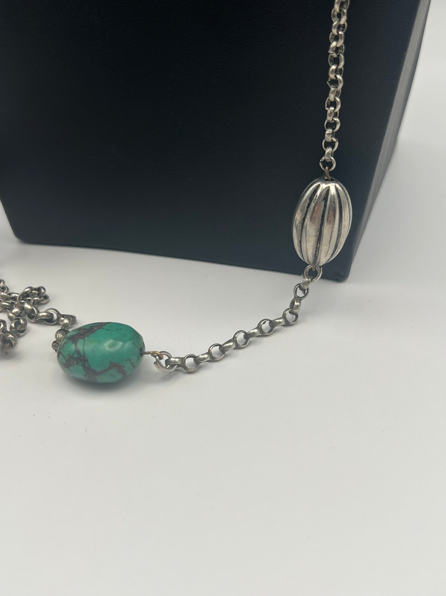 Vintage Silver Carnelian & Turquoise Necklace