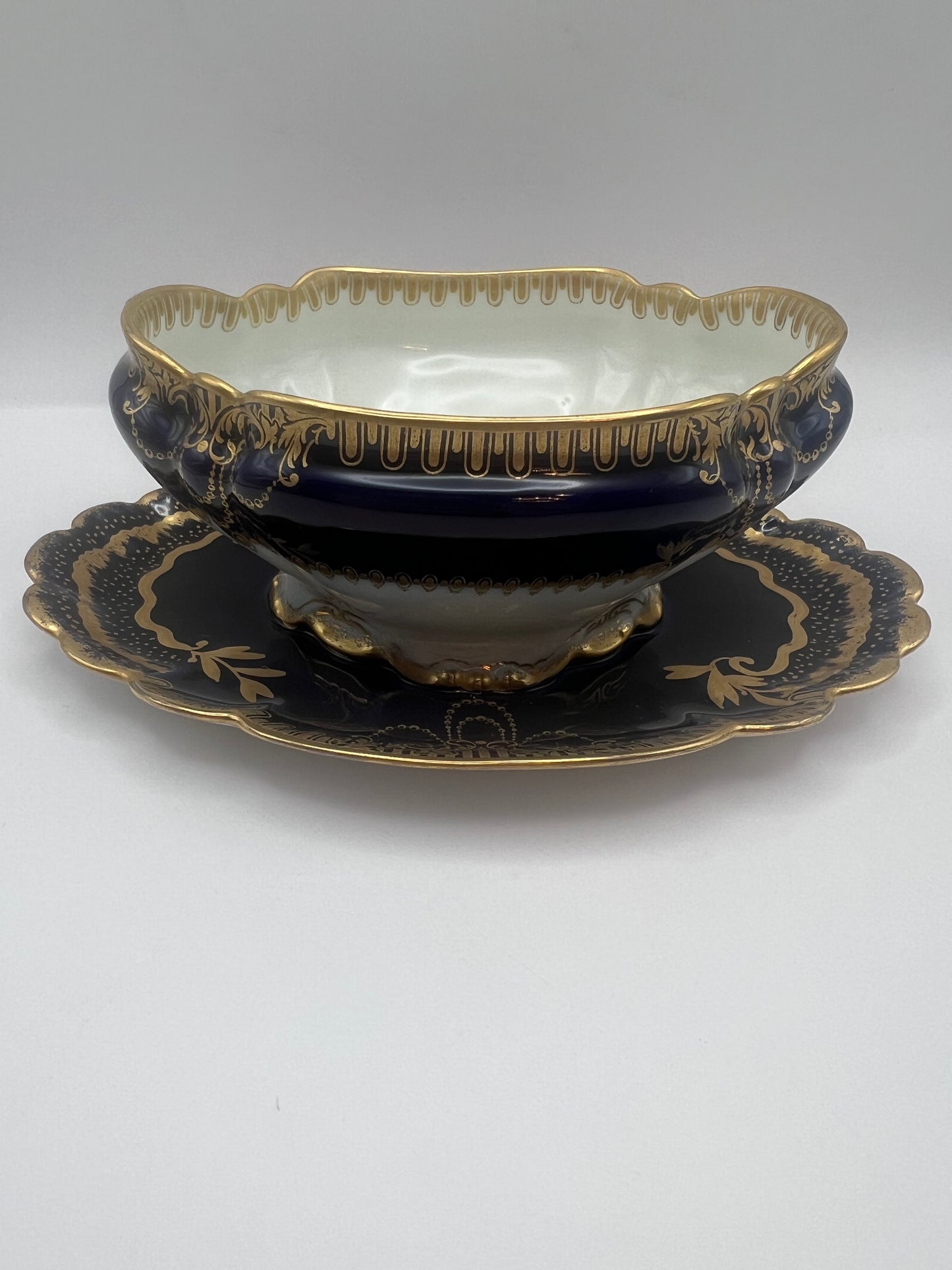 Haviland & Co Limoges Blue Cobalt Small Oval Tureen