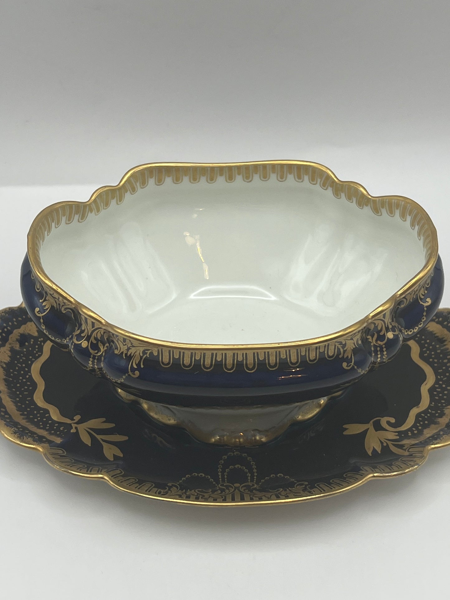 Haviland & Co Limoges Blue Cobalt Small Oval Tureen