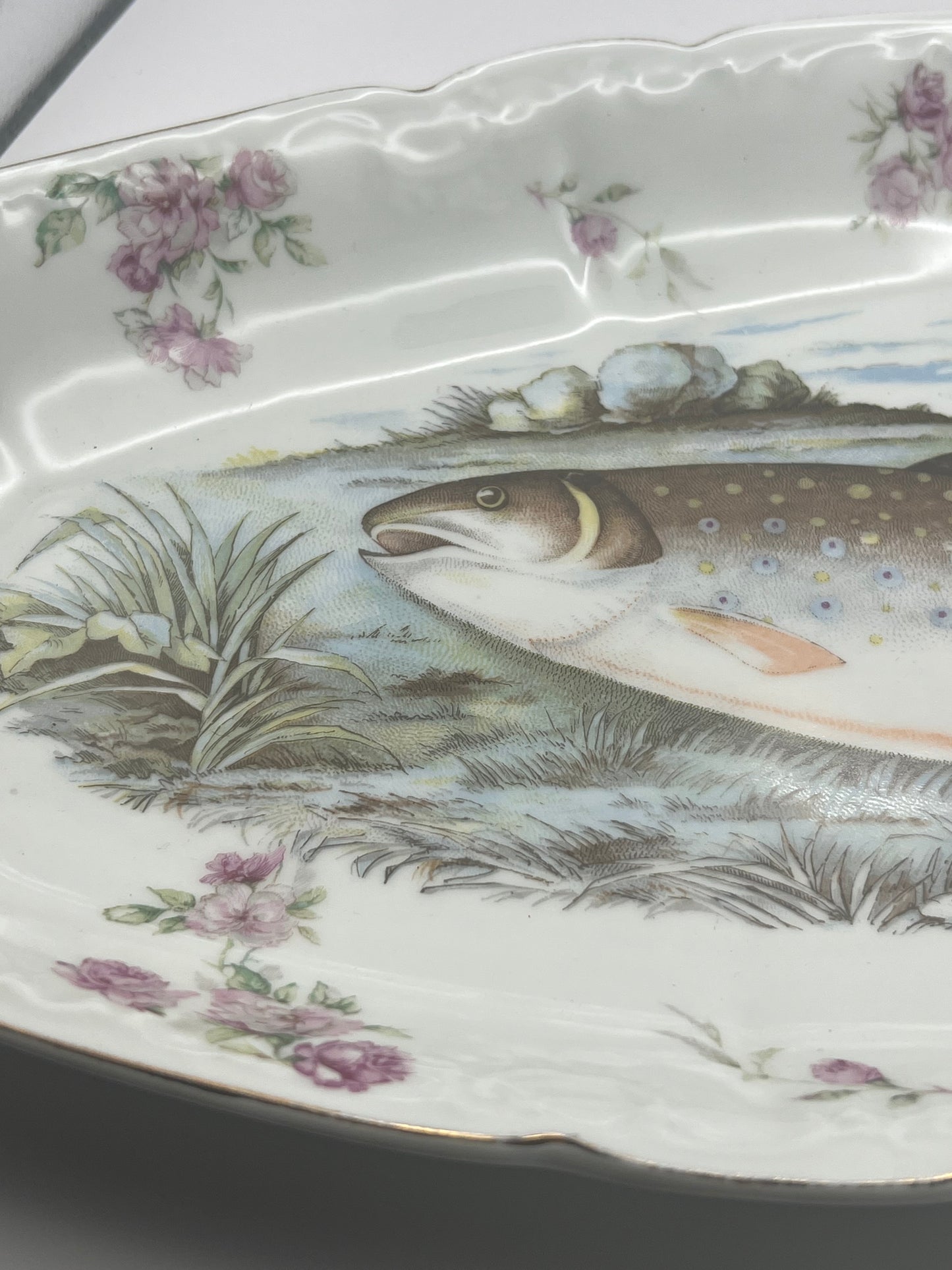 Royal Austria Porcelain Pink Salmon Fish Platter