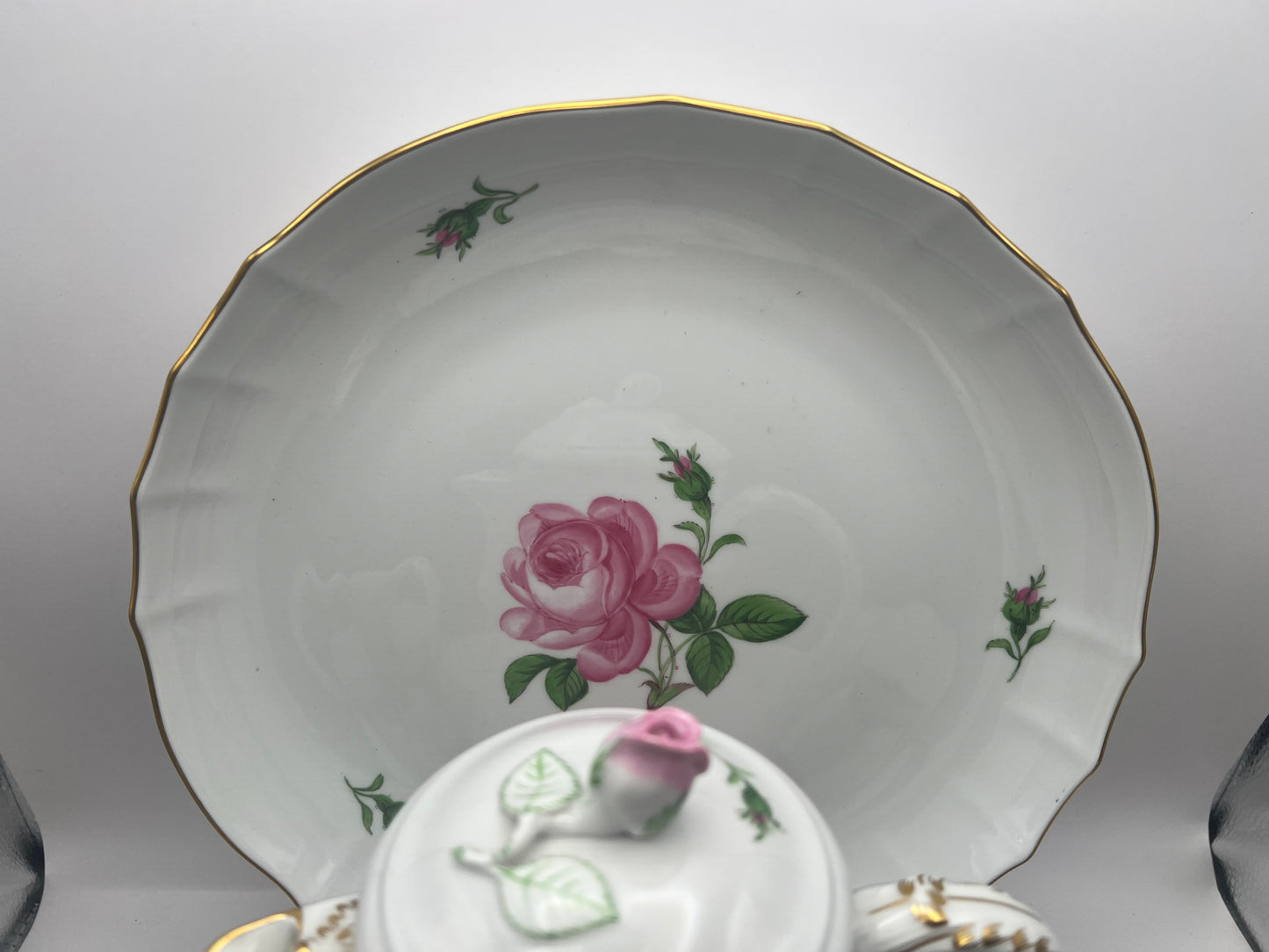 Meissen Porcelain Pink Rose Tea Set