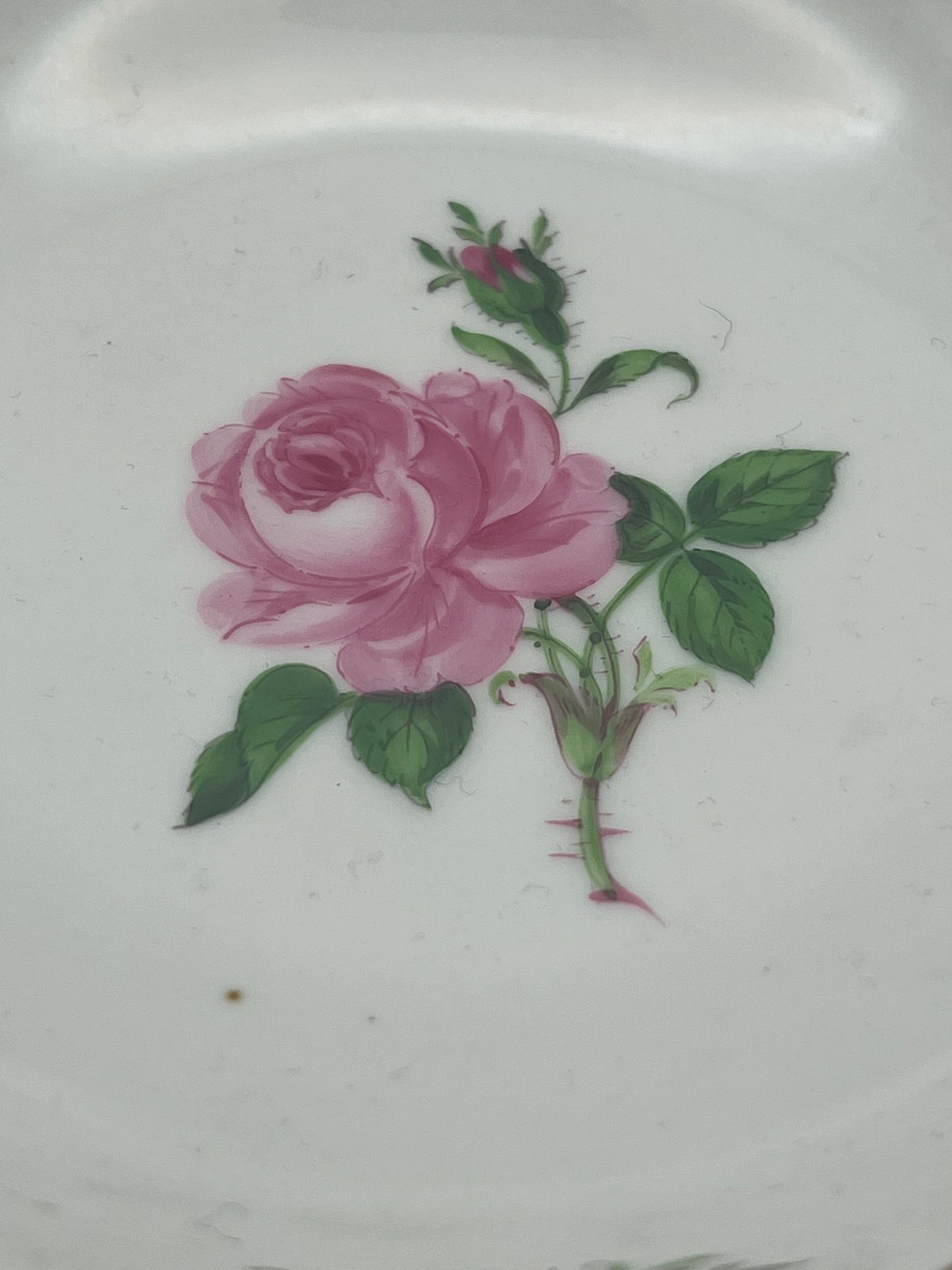 Meissen Porcelain "Pink Rose" Dessert Plate Set
