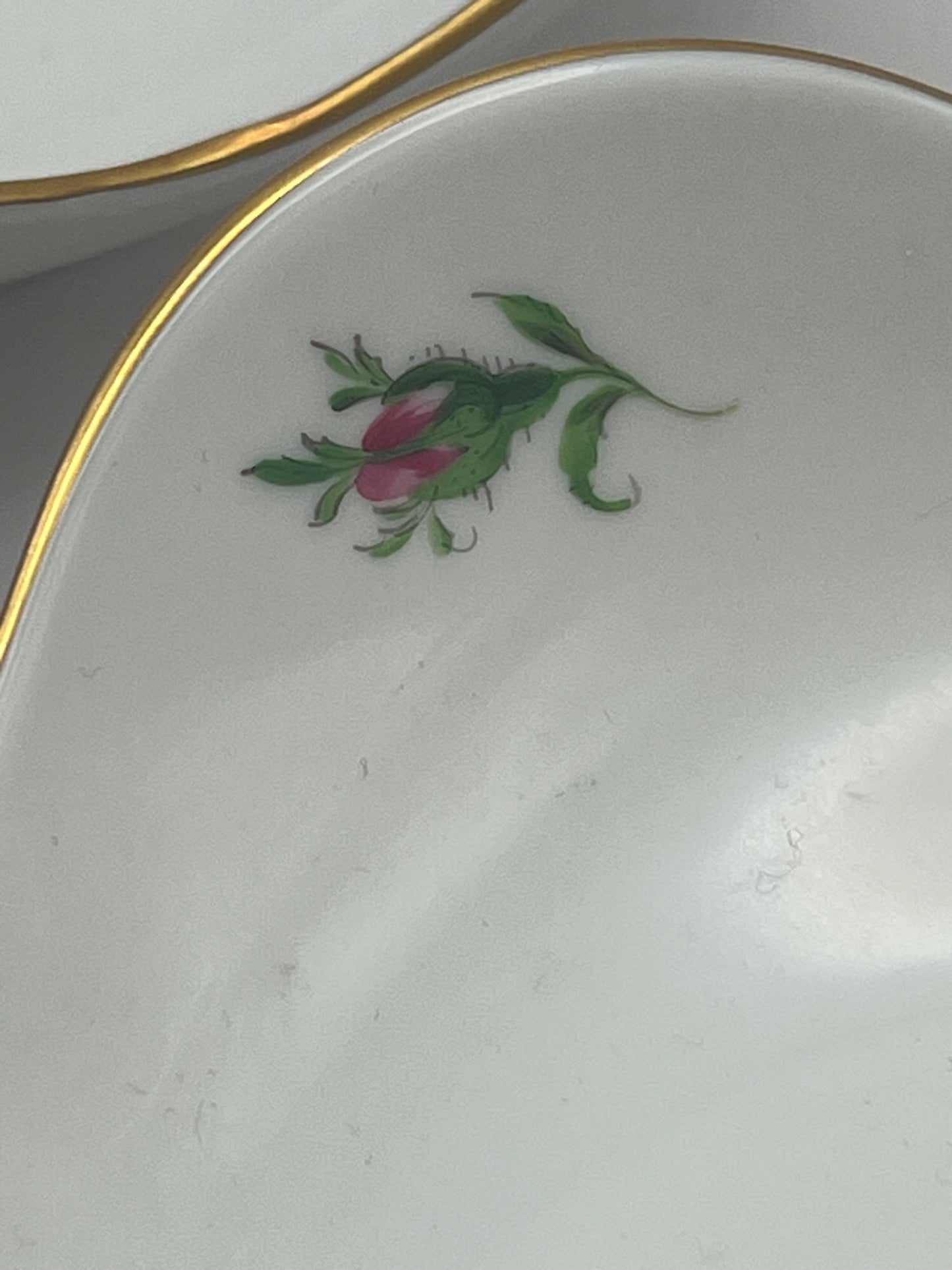 Meissen Porcelain "Pink Rose" Dessert Plate Set